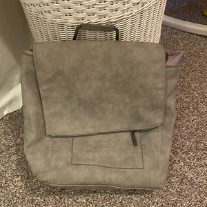 Rosie Pope grey suede diaper bag